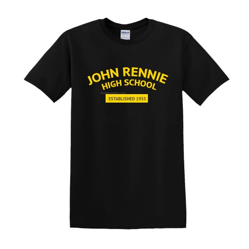 **JRHS6119-  Black Printed Short Sleeve T-shirt  ESTABLISHED 1955