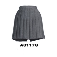 A8117G -   Woven Twill Grey Pleated Skort- with short insert
