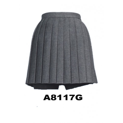 A8117G -   Woven Twill Grey Pleated Skort- with short insert