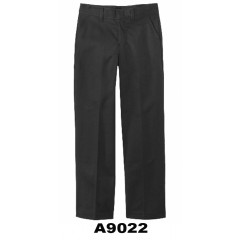 A9022B - Junior Style Woven Black Twill Pant with Elastic Back