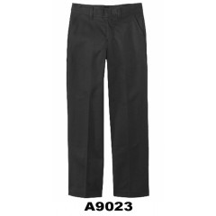 A9023B -Adult Style Woven Twill Black Pant with Adjustable Waist