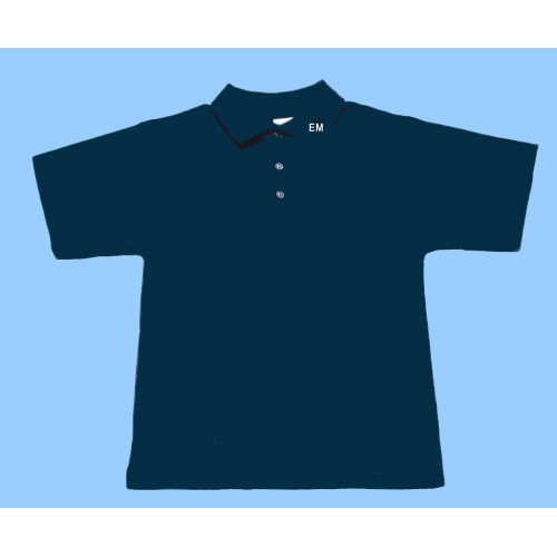 MMM7006 - Navy  Short Sleeve Polo with Maimonide Initials on Collar