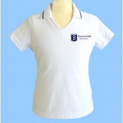 BEA1001 - Tapered white V neck polo -Short Sleeves