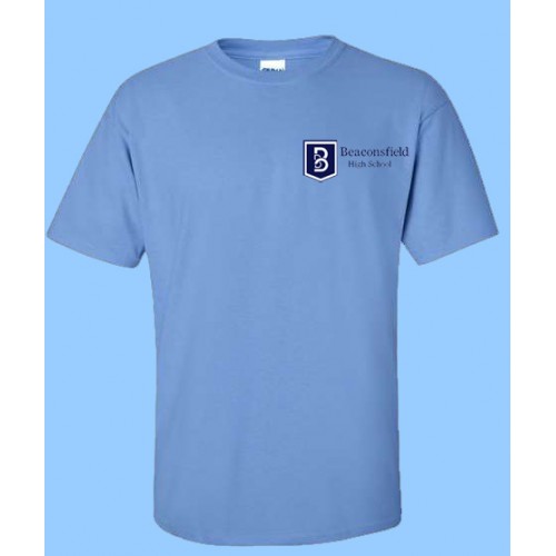 BEA112- Blue Short Sleeve crew neck- embroidered  logo
