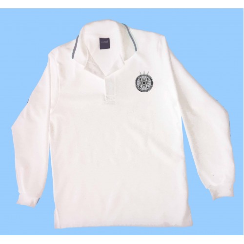 CAV1008- White long sleeve polo with school logo