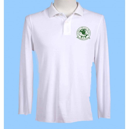 CW104 Girls Tapered WhiteLong Sleeve Polo  SALE PRICE $13.99