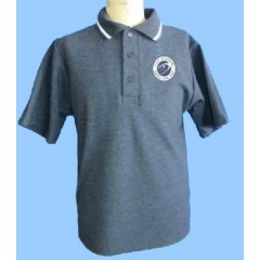 DOR1007 - Charcoal Grey Short Sleeve Polo with old school logo