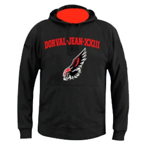 DOR1115  Black/Red  Kangaroo Fleece Hoodie