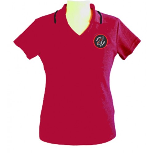 DOR2302  Red V Neck fitted Polo with school logo