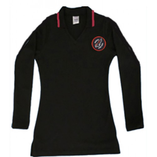 DOR6004- Black fitted long sleeve polo