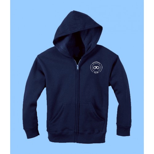 ECLE4080 Navy Zip Hoodie with Kangaroo Pockets and school logo