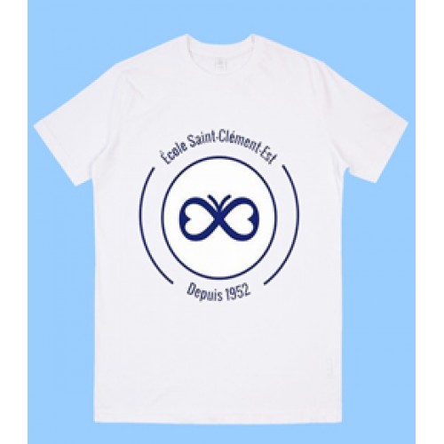 ECLE501 White  Short Sleeve T-Shirt with Printed Logo