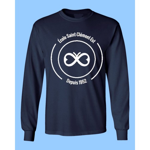 ECLE702 - Navy Long Sleeve T-shirt  with White Printed Logo