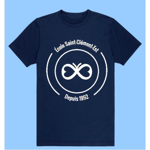 ECLE701 Navy  Short Sleeve T-Shirt with Printed Logo