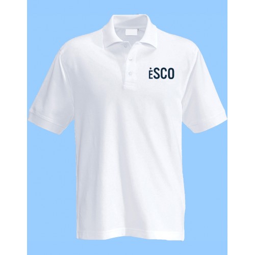 ESCO101 - White Short Sleeve Polo with Embroidered ESCO  logo (Unisex)