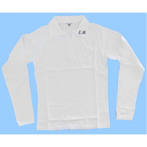 MAI254 Girls Lycra WhiteLong Sleeve with EM initials embroidered