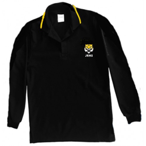 JRHS1009 - Black  Piqué Long Sleeve Polo