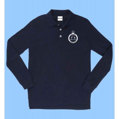 JV202 - Navy Long Sleeve Piqué  Polo with Printed Logo  JV202 - Navy Long Sleeve Piqué  Polo with Printed Logo