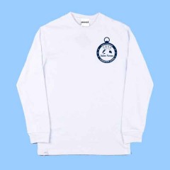 JV502 - White Long Sleeve T-shirt  with Navy Printed Logo  JV502 - White Long Sleeve T-shirt  with Navy Printed Logo