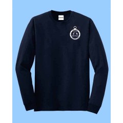 JV552 - Navy Long Sleeve T-shirt  with Navy Printed Logo 