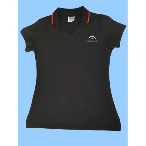 LAP1002 - Girls Black Short Sleeve V Neck Polo