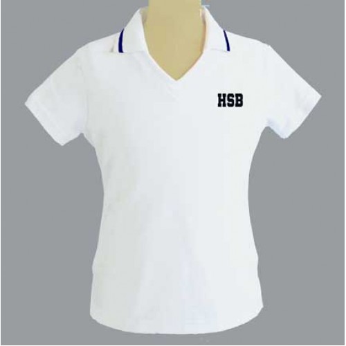 HSB1001F - Tapered white V neck polo -Short Sleeves