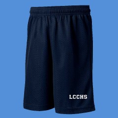 LHS1014    Navy Athletic Mesh Short with logo for Phys. Ed with embroidery