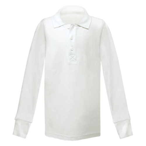 Unisex Pique Polo Long Sleeve White