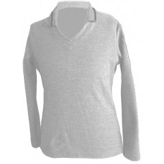 NEC3004- Grey Long Sleeve fitted polo