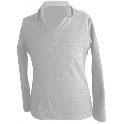 NEC3004- Grey Long Sleeve fitted polo