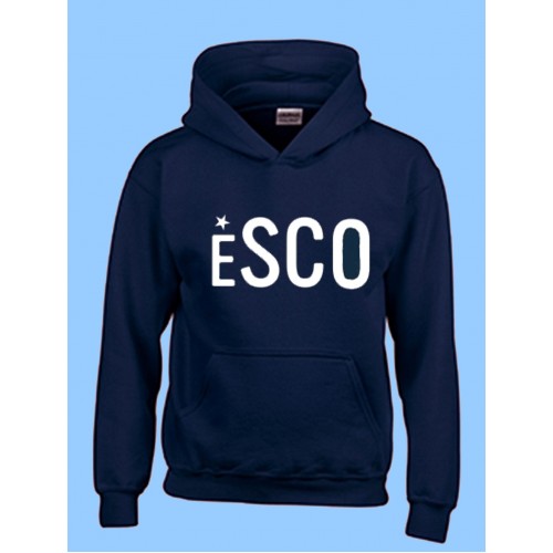 ESCO4091  Kangaroo Fleece Hoodie with White ESCO Print