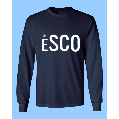 ESCO702 - Navy Long Sleeve T-shirt  with White ESCO Print