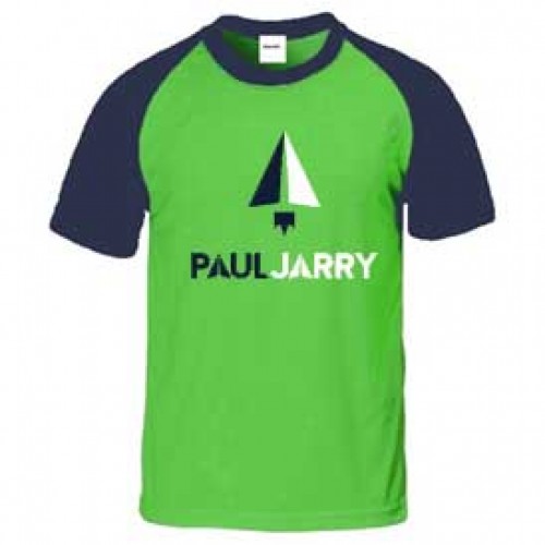 PJ4030 Green/Navy Short Sleeve Raglan T-Shirt with School Logo