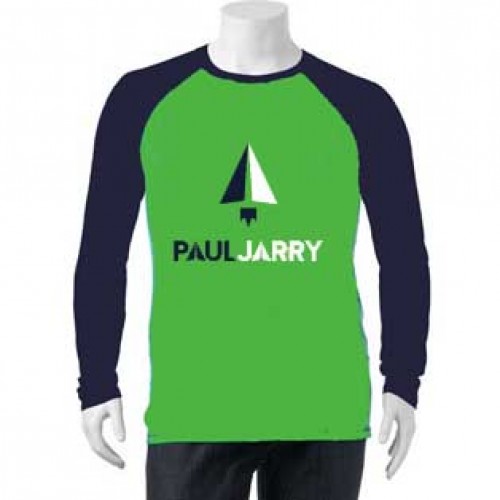 PJ4040 Green/Navy Long Sleeve T-shirt with School logo