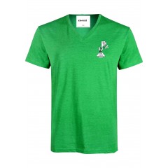 PJ405 Green Short Sleeve Sleeve V Neck T-Shirt