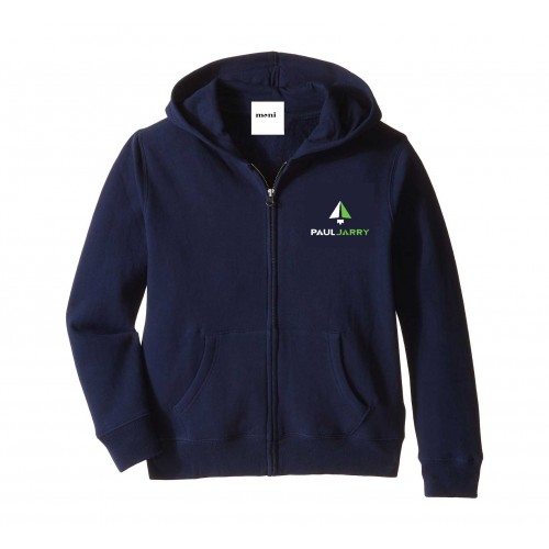 PJ4080 Navy Zip Hoodie with Kangaroo Pockets and school logo