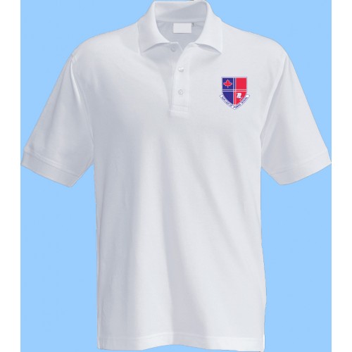 POM101 - White Short Sleeve Polo with Printed Logo (Unisex)