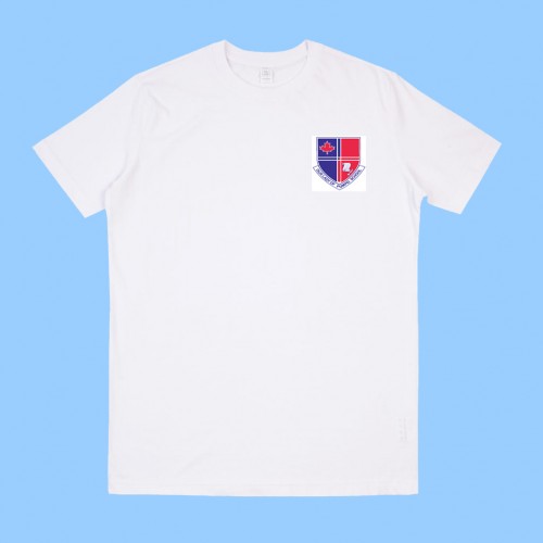 POM501 White  Short Sleeve T-Shirt with Printed Logo
