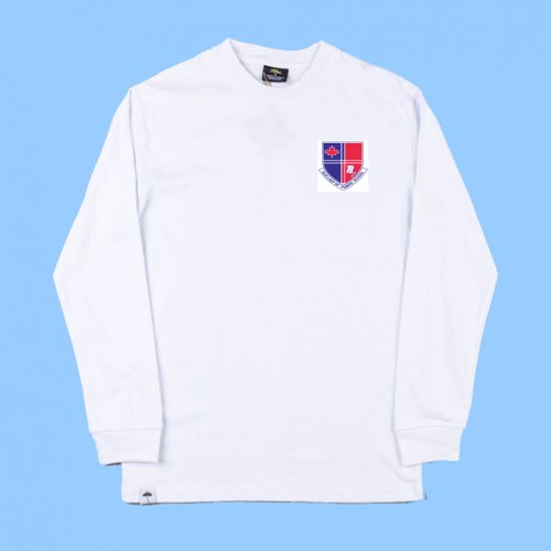 POM552 - White Long Sleeve T-shirt  with  Printed Logo
