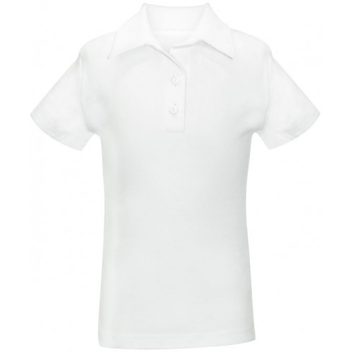 Girls Rib Spandex Polo Short Sleeve - White