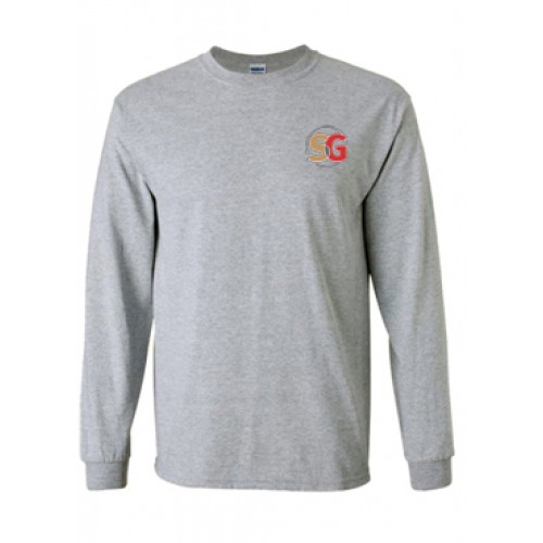 SG2117 -NEW! Heather Grey long sleeve  crew neck embroidered school t-shirt