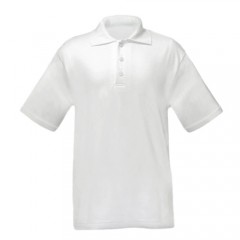 Girls Rib Spandex Polo Short Sleeve - White