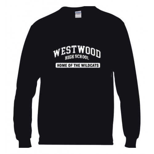 WSW5114-BLACK PRINTED CREW NECK SWEATSHIRT