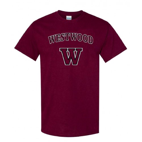 WSW711 - Burgundy Short Sleeve Printed T-Shirt