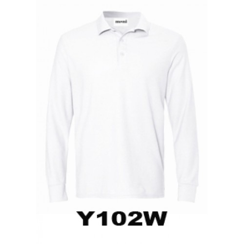 Y102W- WHITE LONG SLEEVE POLO- MONI LABEL 