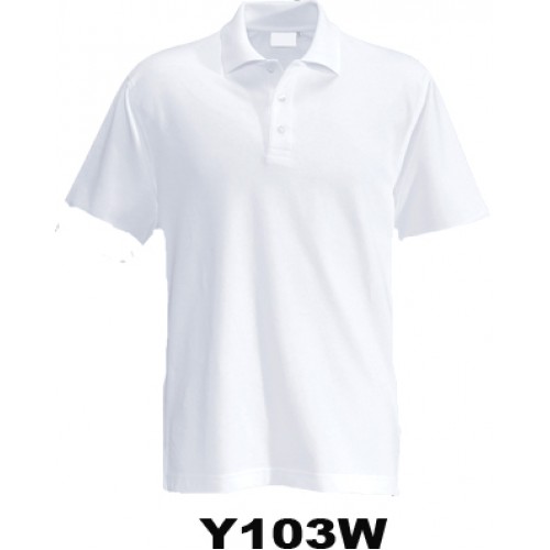 Y103W- WHITE TAPERED SHORT SLEEVE POLO- MONI LABEL 