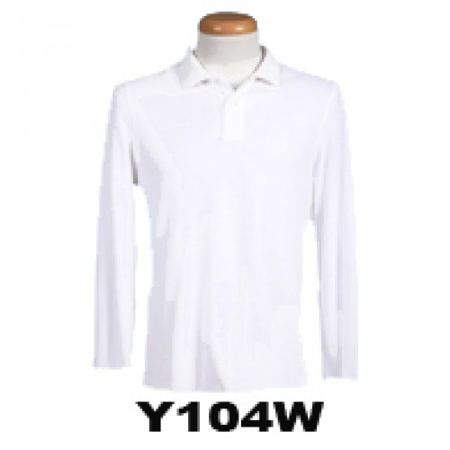 Y104W- WHITE TAPERED LONG SLEEVE POLO- MONI LABEL 