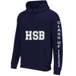 GRADNAME1114 - Navy Kangaroo Fleece Hoodie - FOR 2024 GRADS WITH NAME PRINTED ON BACK 
