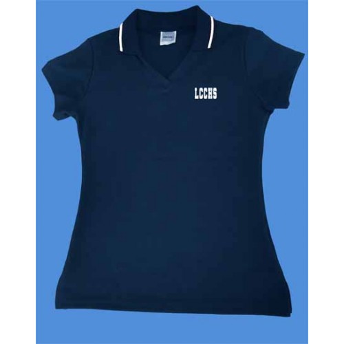 LHS1002 - Tapered Navy V neck polo -Short Sleeves