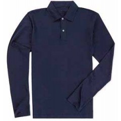 Girls Rib Spandex Polo Long Sleeve - Navy; Grey Mix; Burgundy